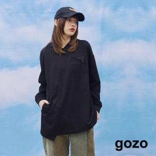【gozo】造型鋸齒口袋長版帽T(兩色)