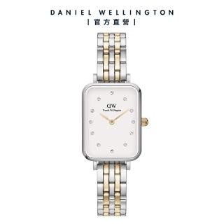【Daniel Wellington】DW 手錶 Quadro Lumine 20X26 星辰珠寶式雙色錶鏈-白錶盤(DW00100625)