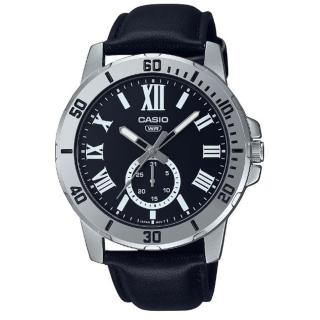 【CASIO 卡西歐】經典羅馬時刻潛水風格設計皮帶指針腕錶-黑(MTP-VD200L-1B)