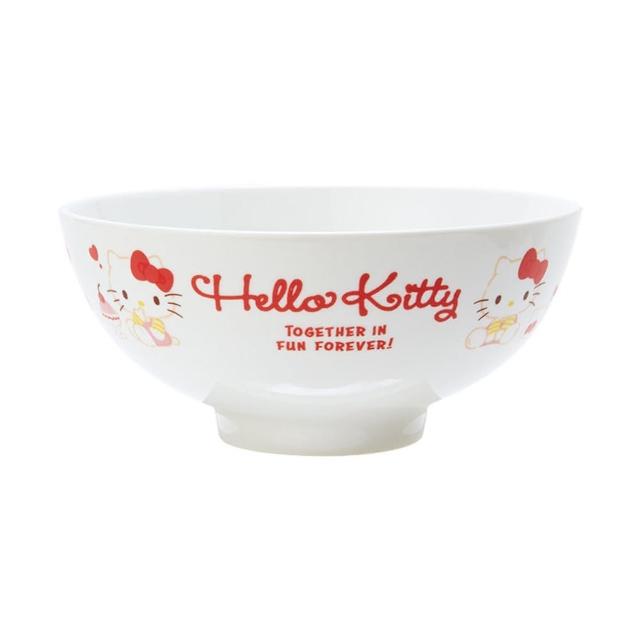 【小禮堂】HELLO KITTY  陶瓷碗 - 白坐姿款(平輸品) 凱蒂貓