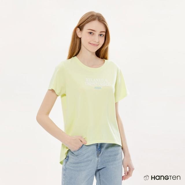 【Hang Ten】女裝-RELAXED FIT蚊蟲防護後開衩印花短袖T恤(淺綠)