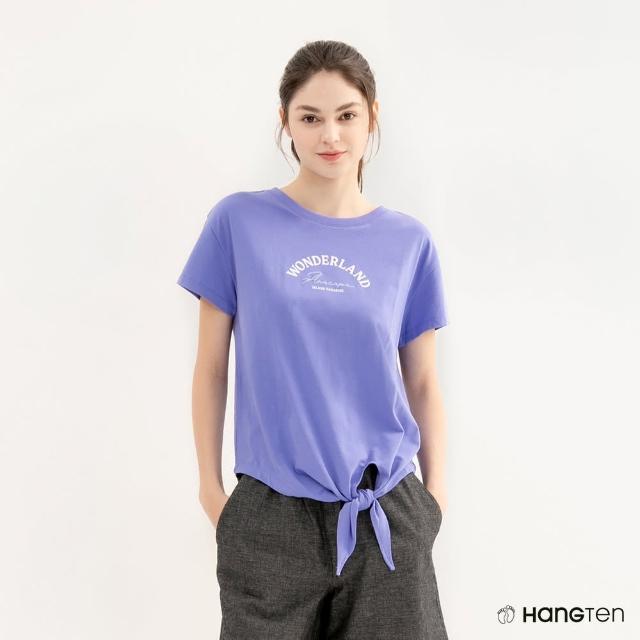 【Hang Ten】女裝-COMFORT FIT蚊蟲防護綁結印花短袖T恤(紫)
