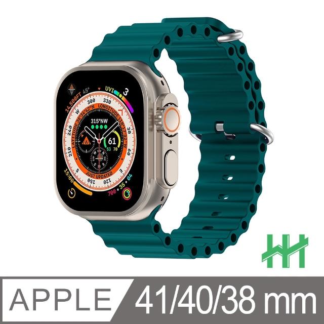 【HH】Apple Watch 38/40/41mm -莫蘭迪綠-可調扣環海洋矽膠錶帶(SP-APW41-SG)