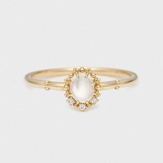 【agete】NOJESS 10K月光石鑽石戒指