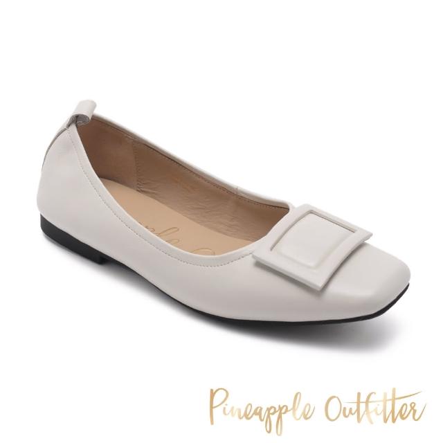 【Pineapple Outfitter】DAIVA 羊皮素面平底娃娃鞋(白色)
