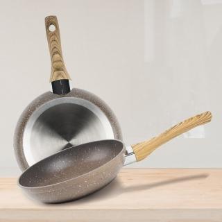 【EXCELSA】Wood&Stone石紋不沾平底鍋 20cm(平煎鍋)