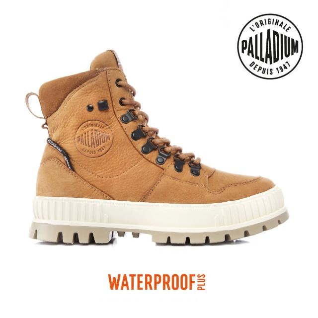 【Palladium】PALLASHOCK HI CUFF WP+厚底巧克力皮革橘標防水靴-中性-焦糖(78471-252)