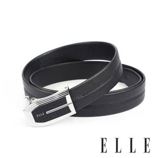 【ELLE HOMME】品牌自動扣皮帶/紳士皮帶-時尚彈頭型底格紋