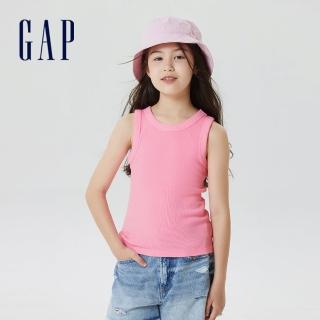 【GAP】女童裝 純棉羅紋背心-亮粉色(601440)