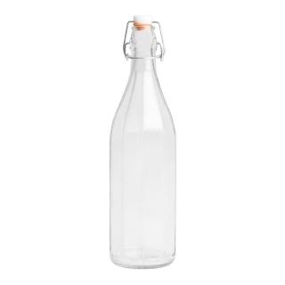 【EXCELSA】扣式密封玻璃水瓶 直紋1L(水壺)