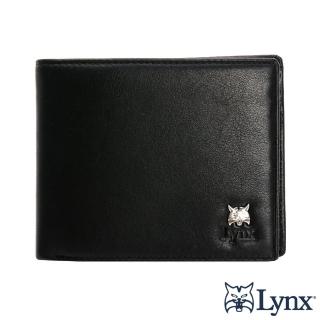 【Lynx】美國山貓頂級牛皮極致黑5卡透明証件短夾