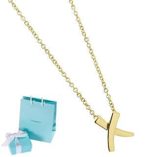 【Tiffany&Co. 蒂芙尼】18K金-迷你KISS X符號墜飾女用頸鍊項鍊