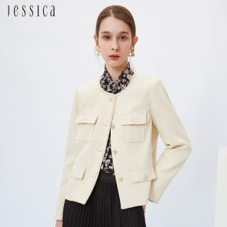 【JESSICA】百搭輕薄小香風外套口袋金鏈條設計233Z03