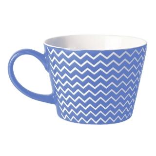 【EXCELSA】Enjoy新骨瓷茶杯 浪紋藍415ml(水杯 茶杯 咖啡杯)