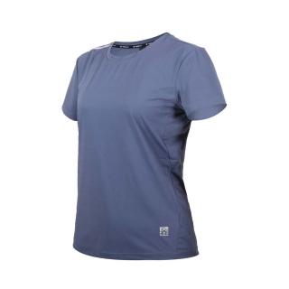 【FIRESTAR】女彈性印花短袖T恤--慢跑 路跑 涼感 運動 上衣 反光 靛灰白(DL363-13)