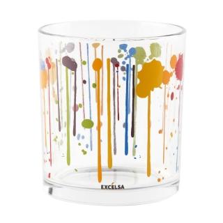 【EXCELSA】Dripping玻璃杯3入 彩漆250ml(水杯 茶杯 咖啡杯)