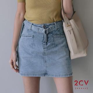 【2CV】現貨附腰帶刷舊牛仔短裙nk002(門市熱賣款)