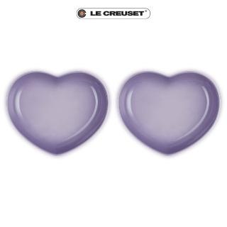 【Le Creuset】瓷器心型盤-中-2入(藍鈴紫)