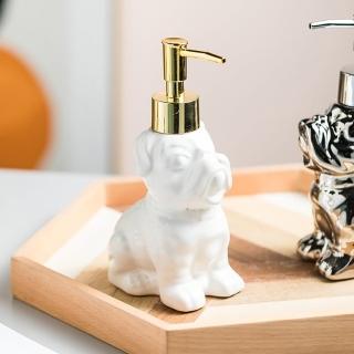 【WO HOME】設計款陶瓷洗手乳按壓分裝瓶 洗手乳/乳液/沐浴乳/洗髮精瓶罐子(白色狗狗)