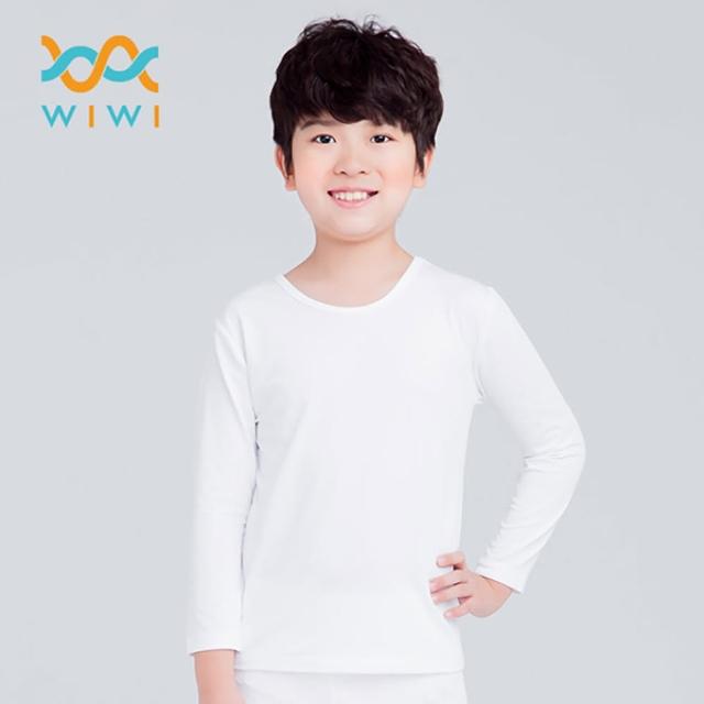 【WIWI】【現貨】MIT溫灸刷毛圓領發熱衣 兒童-純淨白 70-90(0.82遠紅外線 迅速升溫 加倍刷毛)