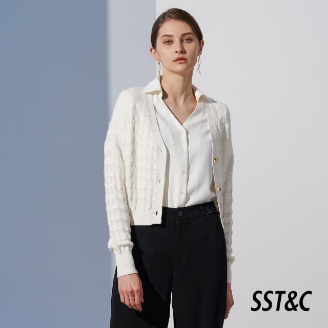 【SST&C 最後55折】白色簍空針織衫罩衫8662304001