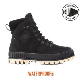 【Palladium】PALLASHOCK HI CUFF WP+厚底巧克力皮革橘標防水靴-中性-黑(78471-008)