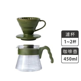 【HARIO】V60藍媚茶濾杯+好握咖啡壺 1~2人份(VDC-01 VCS-01)