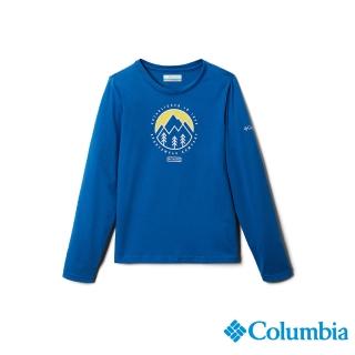 【Columbia 哥倫比亞】童款- LOGO有機棉長袖上衣(UAB50710BL / 2022秋冬)