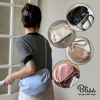 【Bliss BKK】馬卡龍色系軟皮革餃子包 水餃包 側肩包 胸包 腰包 斜背包(5色可選)