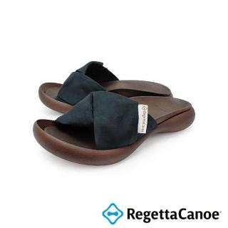 【RegettaCanoe】優雅時尚 麂皮扭帶平底涼鞋 CJFD-5361(NVY-海軍藍)