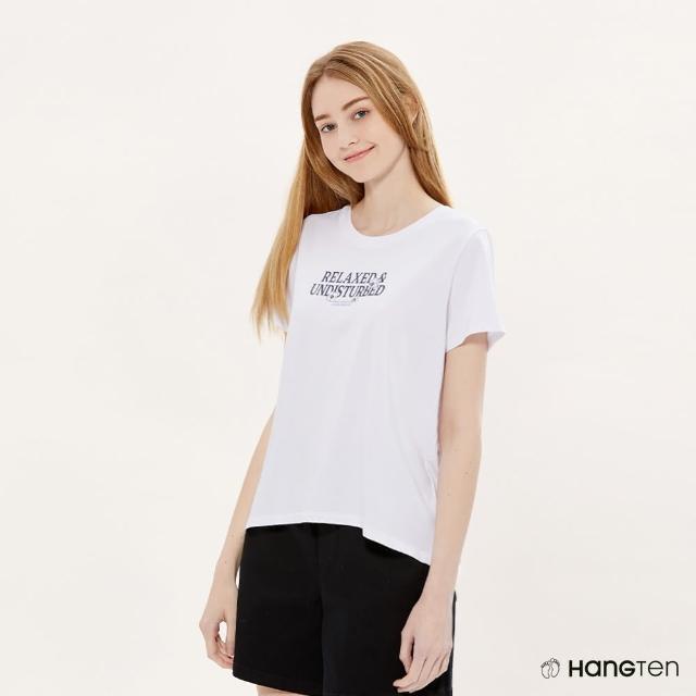 【Hang Ten】女裝-RELAXED FIT蚊蟲防護後開衩印花短袖T恤(白)
