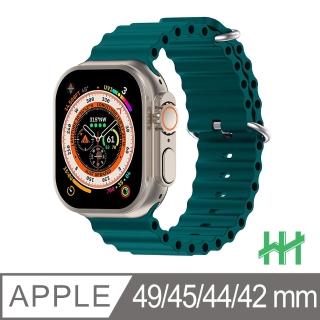 【HH】Apple Watch 42/44/45/49mm -莫蘭迪綠-可調扣環海洋矽膠錶帶(SP-APW49-SG)