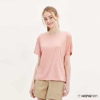【Hang Ten】女裝-RELAXED FIT提織兩穿平衡律動印花3M吸濕排汗抗臭短袖上衣(花紗粉)