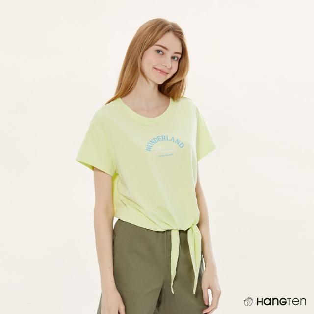 【Hang Ten】女裝-COMFORT FIT蚊蟲防護綁結印花短袖T恤(淺綠)
