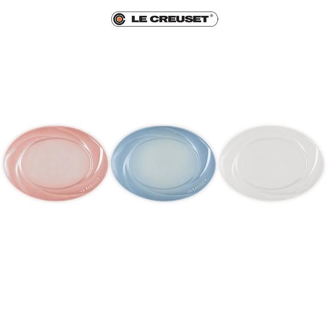 【Le Creuset】瓷器珠光薔薇系列橢圓盤25cm(珠光藍/珠光粉/珠光白)