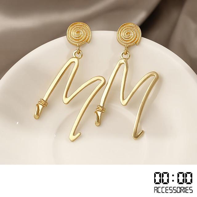 【00:00】韓國設計S925銀針個性潮流金屬M字造型耳環(S925銀針耳環 金屬耳環 M字耳環)