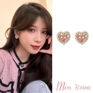 【MISS KOREA】韓國設計S925銀針星光璀璨氣質美鑽愛心耳環(S925銀針耳環 美鑽耳環 愛心耳環)