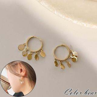 【卡樂熊】s925銀針韓系圓片層次造型耳環/耳扣飾品(s925銀飾品)
