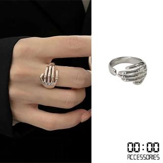 【00:00】韓國設計嘻哈潮流暗黑骷髏手爪造型開口戒 戒指(骷髏戒指 手爪戒指 開口戒)