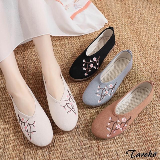 【Taroko】優雅姿態繡花編織平底休閒鞋(4色可選)