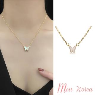 【MISS KOREA】韓國設計優雅氣質母貝蝴蝶造型項鍊(母貝項鍊 蝴蝶項鍊)