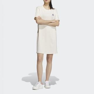 【adidas 愛迪達】洋裝 女款 運動洋裝 長版上衣 三葉草 亞規 白 IK8637