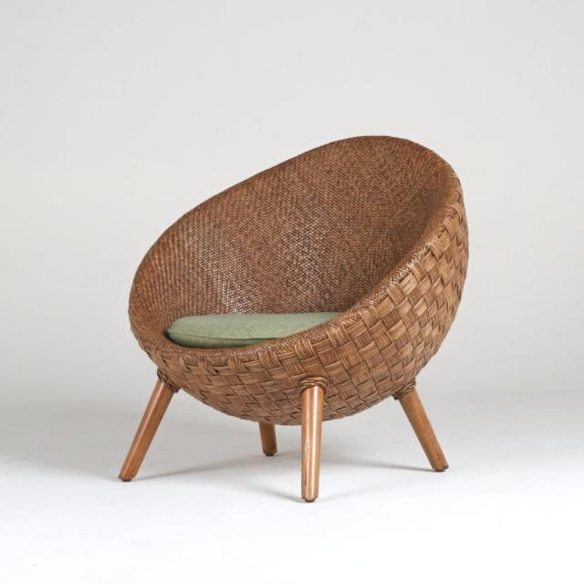 【山茶花家具】藤椅-藤皮編織 球型室內椅AS24-1(藤椅 涼椅 休閒椅)
