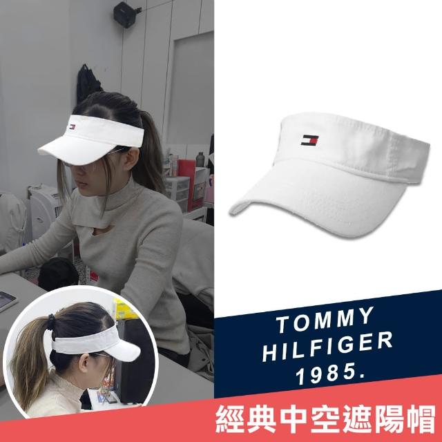 【Tommy Hilfiger】經典LOGO可調節鴨舌中空遮陽帽-白(6942969-100)
