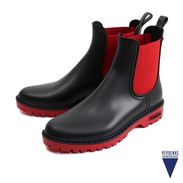【VERBENAS】西班牙休閒防水切爾西雨靴 黑紅(020434-BLRE)