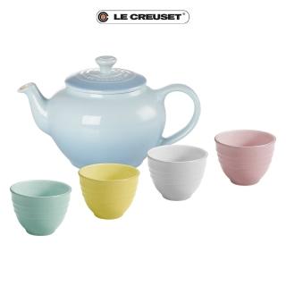 【Le Creuset】雪酪系列瓷器花型茶具組(海岸藍/艾莉絲黃/雪紡粉/薄荷藍/雪花白)