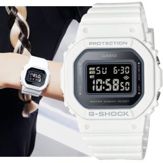 【CASIO 卡西歐】G-SHOCK 時尚經典方形金屬表面電子錶-白色(GMD-S5600-7 防水200米)