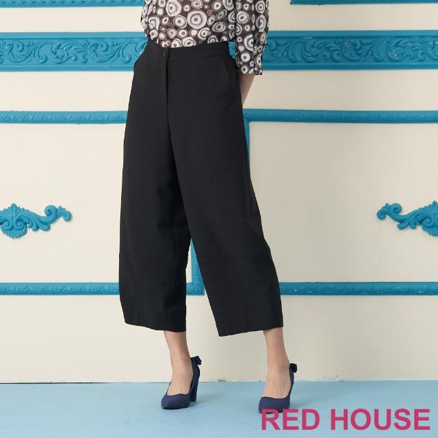 【RED HOUSE 蕾赫斯】褲管剪接素面寬褲(黑色)