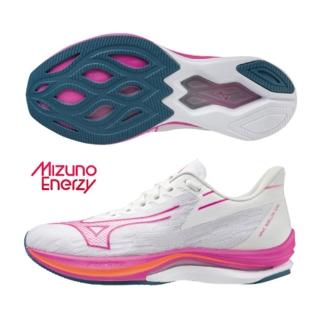 【MIZUNO 美津濃】慢跑鞋 女鞋 運動鞋 緩震 一般型 WAVE REBELLION SONIC 白粉 J1GD233072
