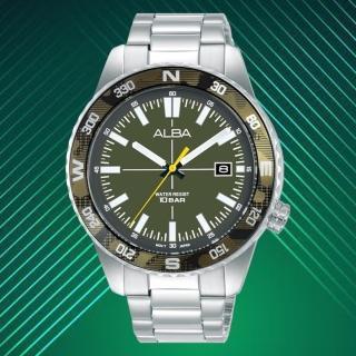 【ALBA】戶外風格 簡易方位時尚手錶-軍綠 / 42mm(VJ42-X335G / AS9Q17X1)